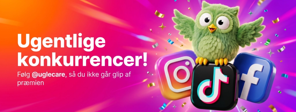 Følg @uglecare på Instagram, TikTok og Facebook - ugentlige konkurrencer